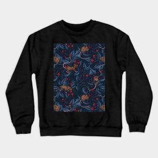 Mice and blackberries on navy Crewneck Sweatshirt